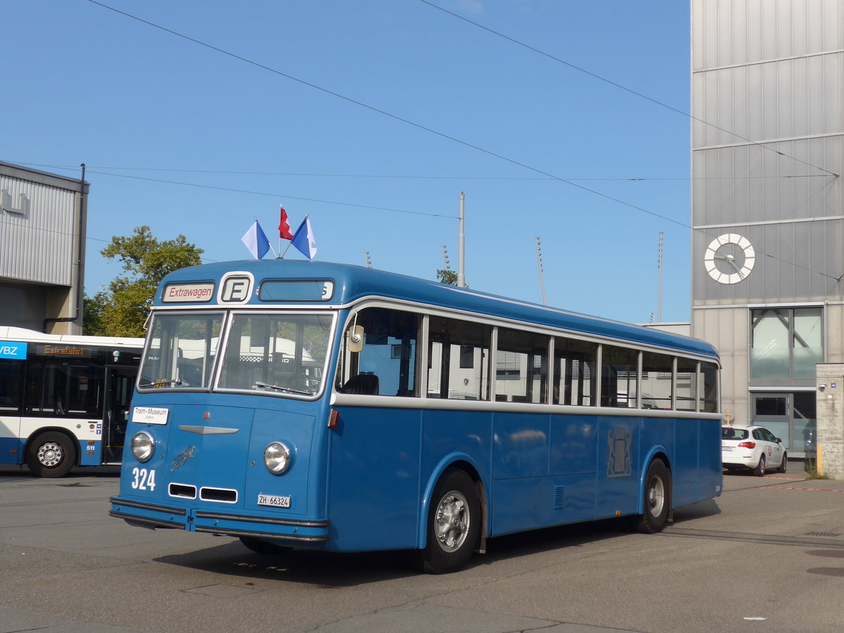 (183'653) - VBZ Z�rich (TMZ) - Nr. 324/ZH 66'324 - FBW/T�scher (ex Privat; ex VBZ Z�rich Nr. 324) am 20. August 2017 in Z�rich, Garage Hardau