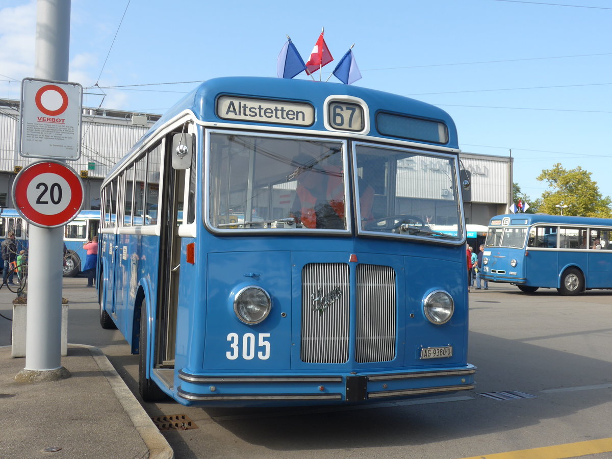 (183'681) - VBZ Z�rich (TMZ) - Nr. 305/AG 9380 U - Saurer/T�scher am 20. August 2017 in Z�rich, Garage Hardau