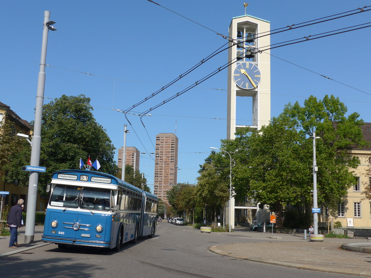 (183'712) - VBZ Z�rich (TMZ) - Nr. 540/ZH 315'491 - Saurer/Saurer (ex Nr. 7540; ex Nr. 540) am 20. August 2017 in Z�rich, Bullingerplatz