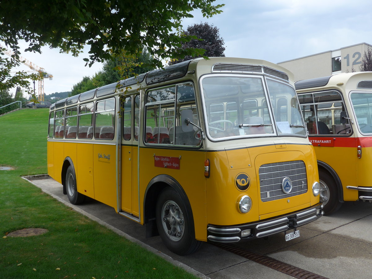 (184'341) - Streiff, Gelterkinden - AG 306'557 - Saurer/Gangloff (ex Oldie-Tours Z�risee, Wollerau; ex OTAG, Wald; ex Leibundgut, Obergoldbach; ex Krebs, Belpberg) am 26. August 2017 in Oberkirch, CAMPUS Sursee