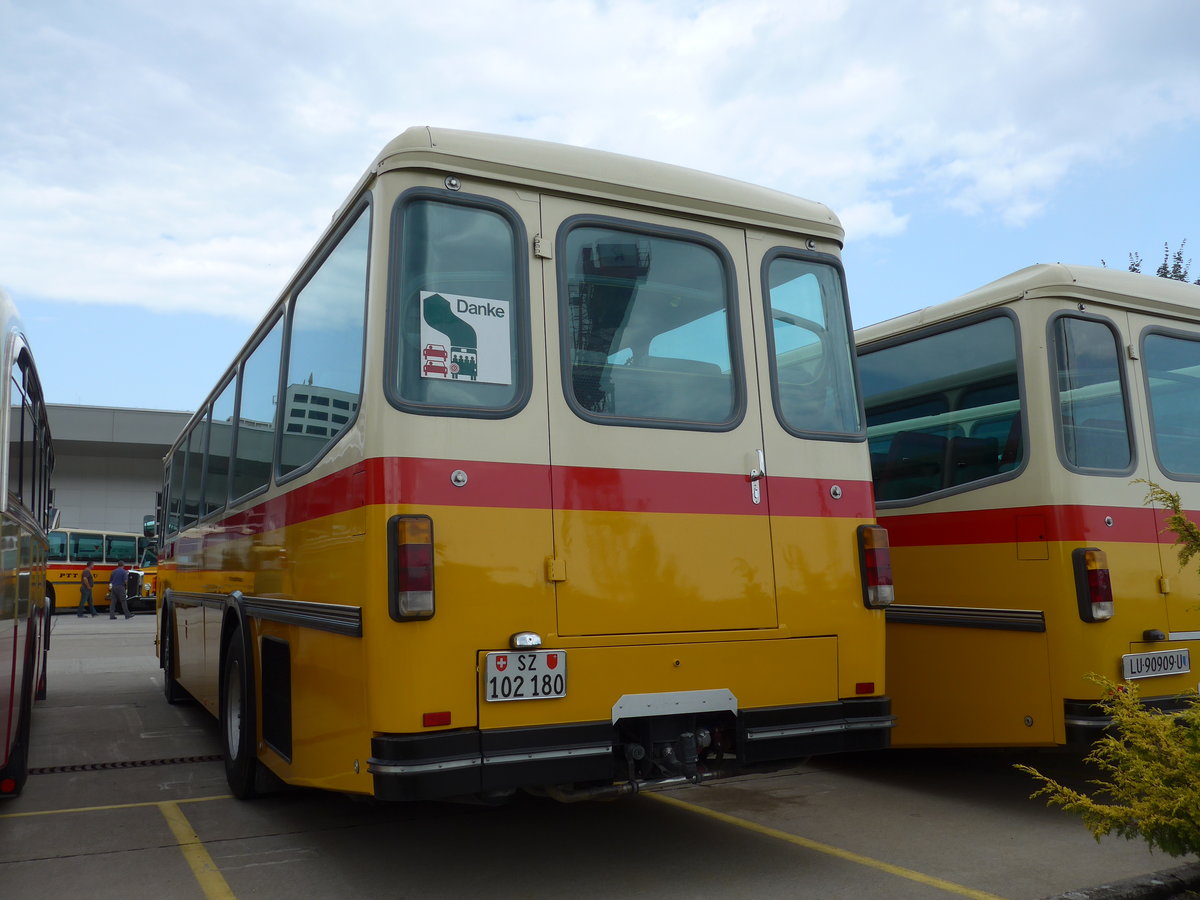 (184'390) - Inkamp, Altendorf - SZ 102'180 - Saurer/T�scher (ex Koch, Giswil; ex Selfors, Meiringen; ex P 24'236) am 26. August 2017 in Oberkirch, CAMPUS Sursee