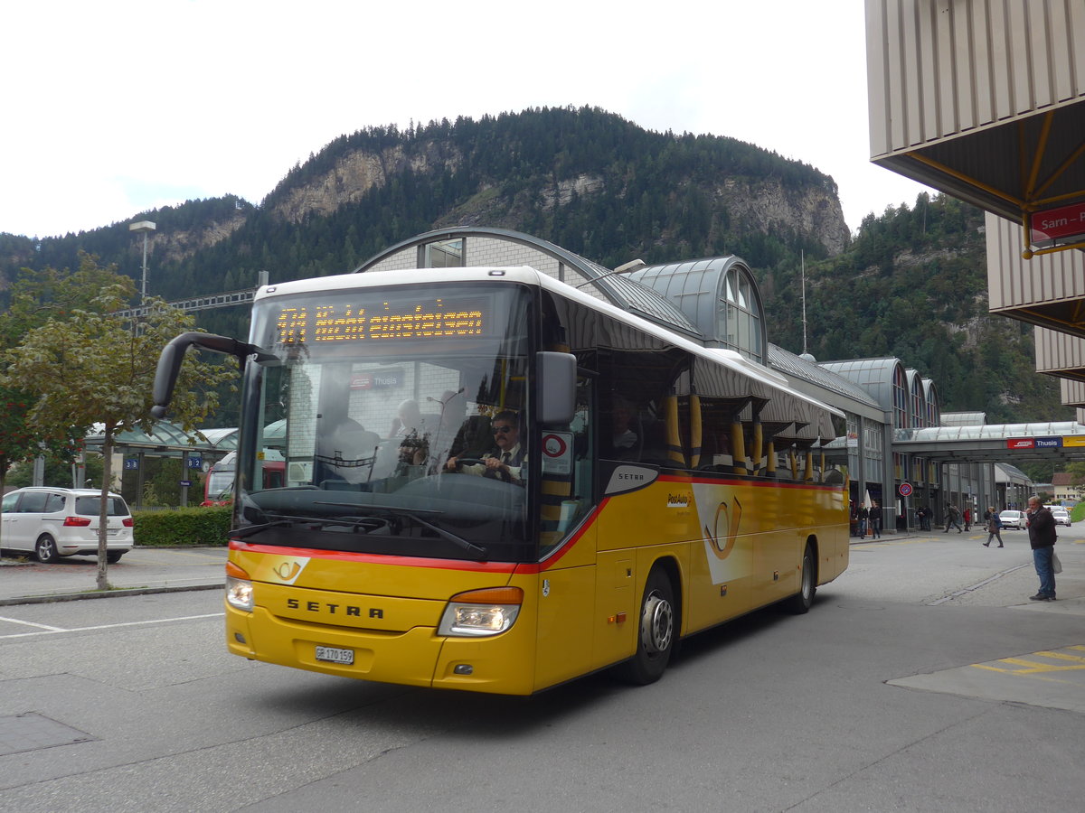 (185'052) - PostAuto Graub�nden - GR 170'159 - Setra am 16. September 2017 in Thusis, Postautostation