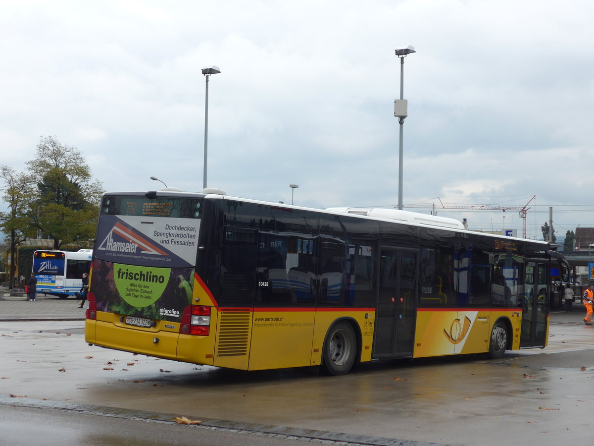 (186'143) - Postautobetriebe Unteres Toggenburg, L�tisburg - SG 214'322 - MAN am 27. Oktober 2017 beim Bahnhof Wil