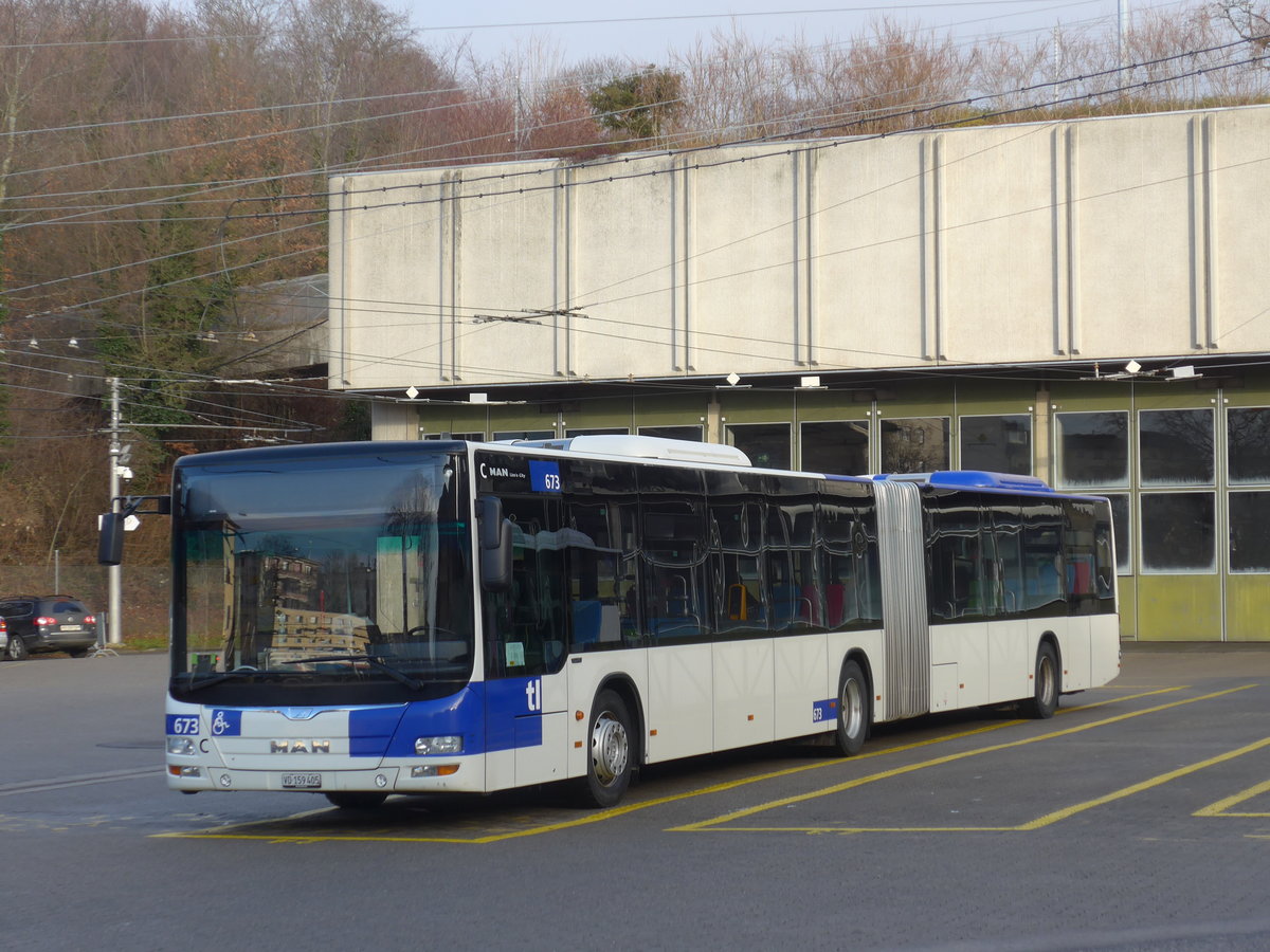 (187'120) - TL Lausanne - Nr. 673/VD 159'405 - MAN am 23. Dezember 2017 in Lausanne, D�p�t Borde