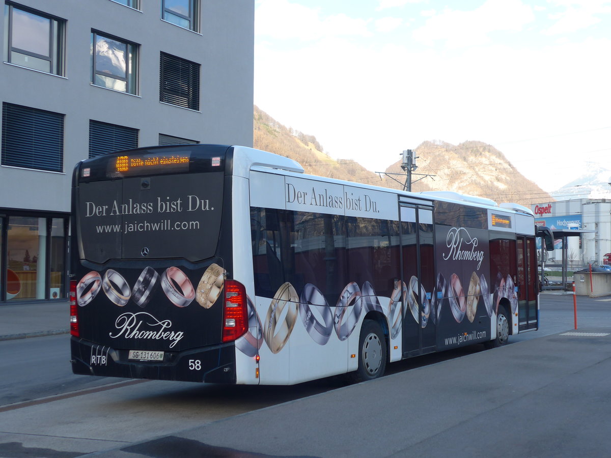 (187'436) - RTB Altst�tten - Nr. 58/SG 131'606 - Mercedes am 26. Dezember 2017 beim Bahnhof Sargans