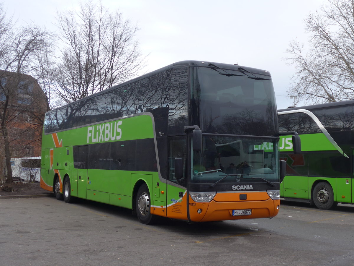 (187'447) - Aus Deutschland: Albus, M�nchen - Nr. M8072/M-EU 8072 - Scania am 26. Dezember 2017 in Z�rich, Sihlquai