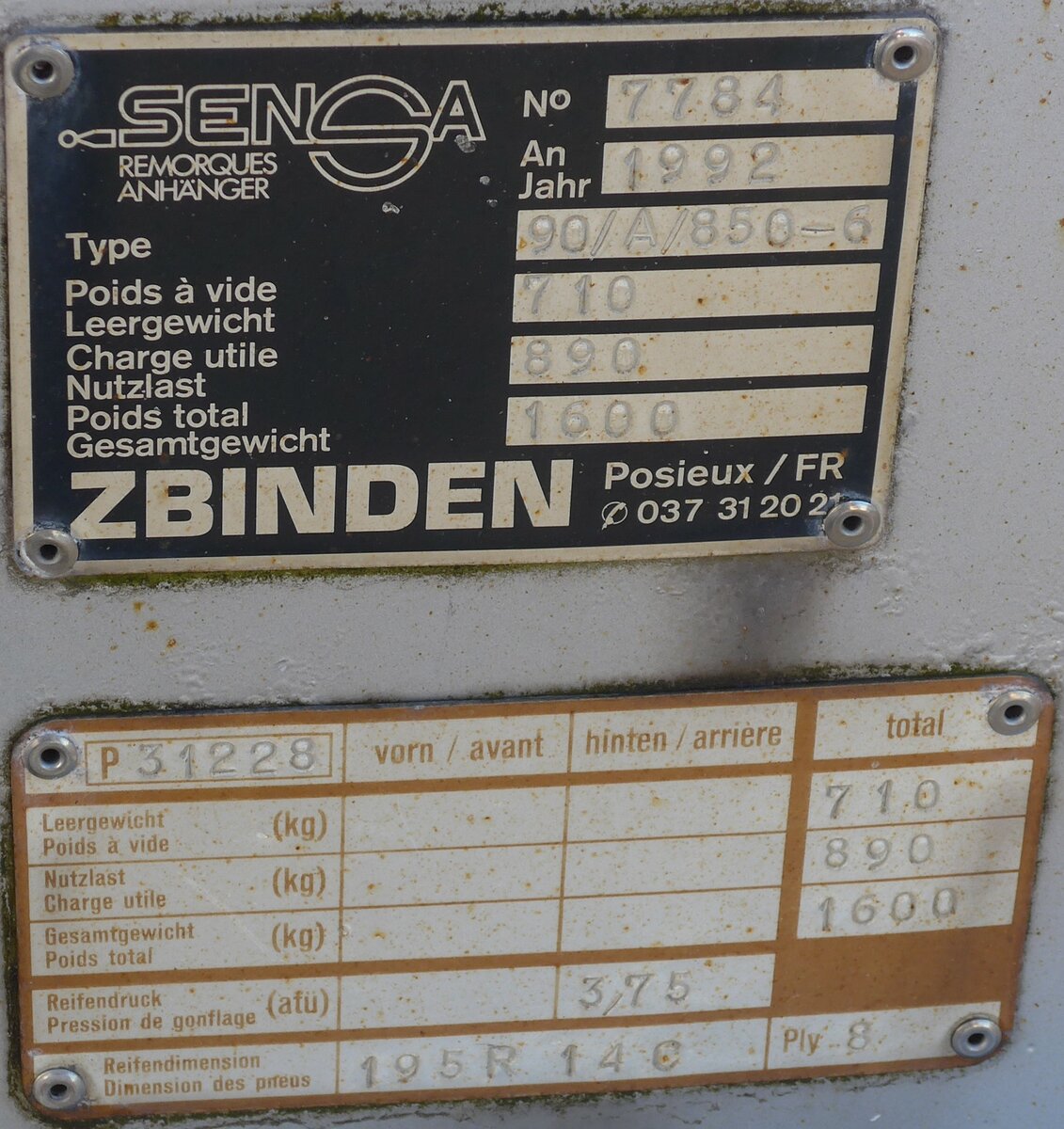(187'522) - Typenschild - P 31'228 - am 31. Dezember 2017 beim Bahnhof Ziegelbr�cke