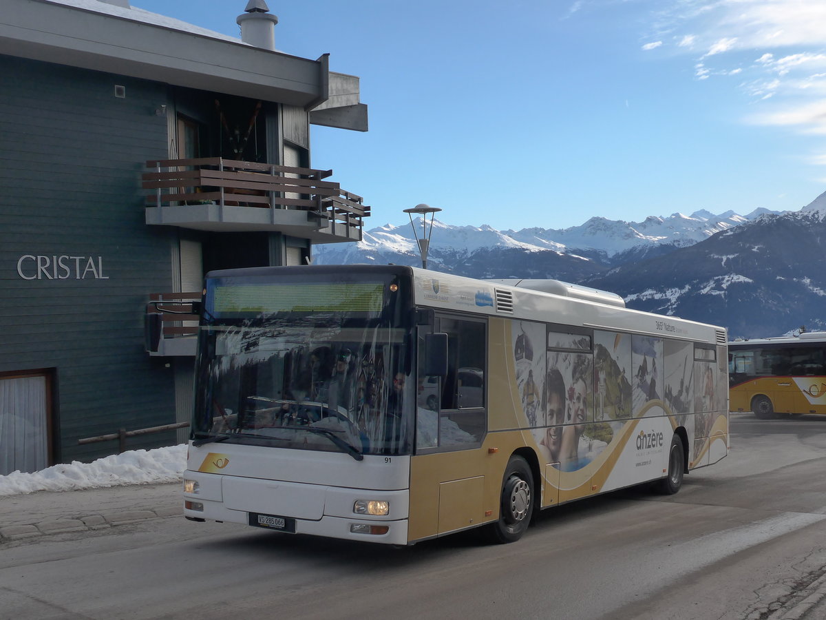 (187'912) - Buchard, Leytron - Nr. 91/VS 285'066 - MAN (ex AAGL Liestal Nr. 74; ex AAGL Liestal Nr. 66) am 14. Januar 2018 in Anz�re, T�l�cabine