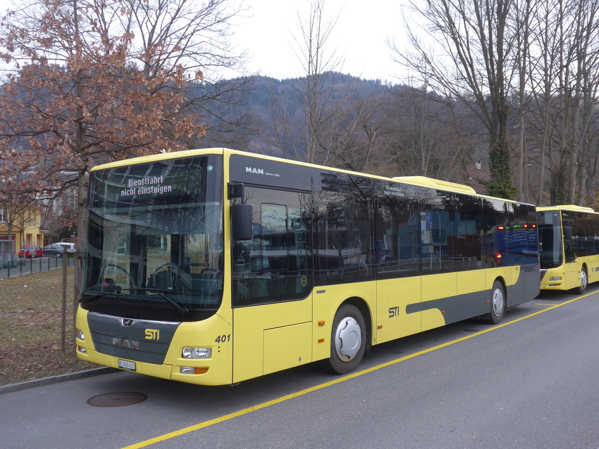 (188'225) - STI Thun - Nr. 401/BE 849'401 - MAN am 5. Februar 2018 bei der Schiffl�ndte Thun