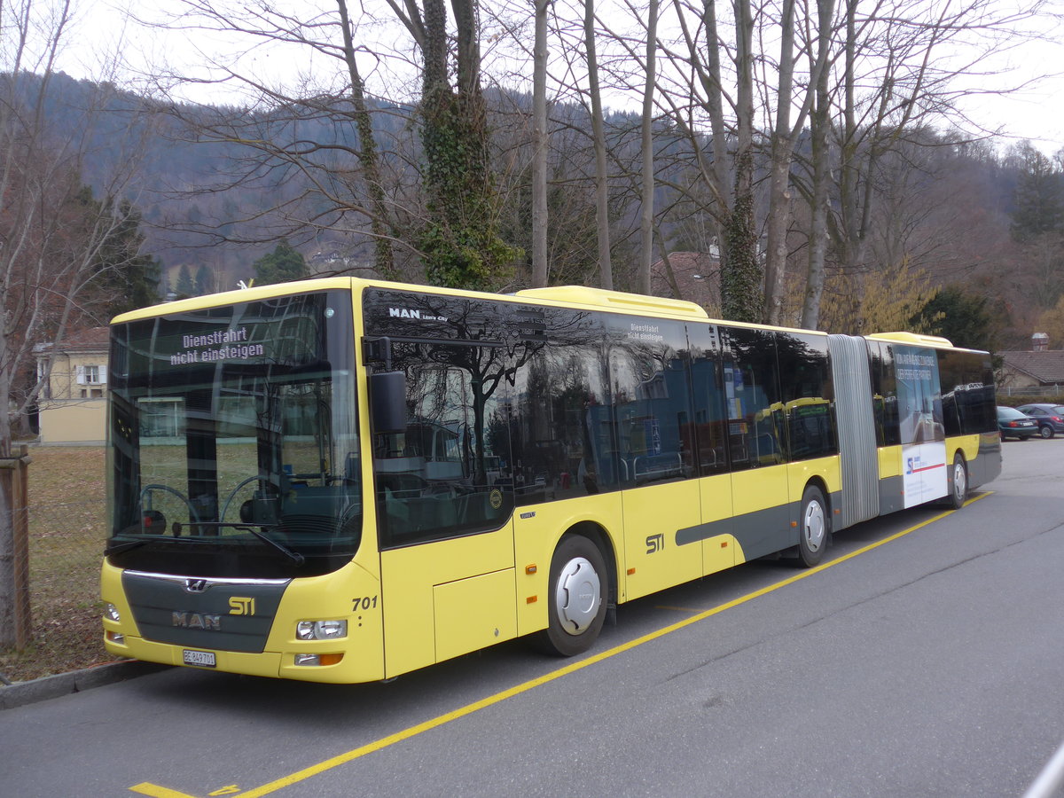 (188'226) - STI Thun - Nr. 701/BE 849'701 - MAN am 5. Februar 2018 bei der Schiffl�ndte Thun