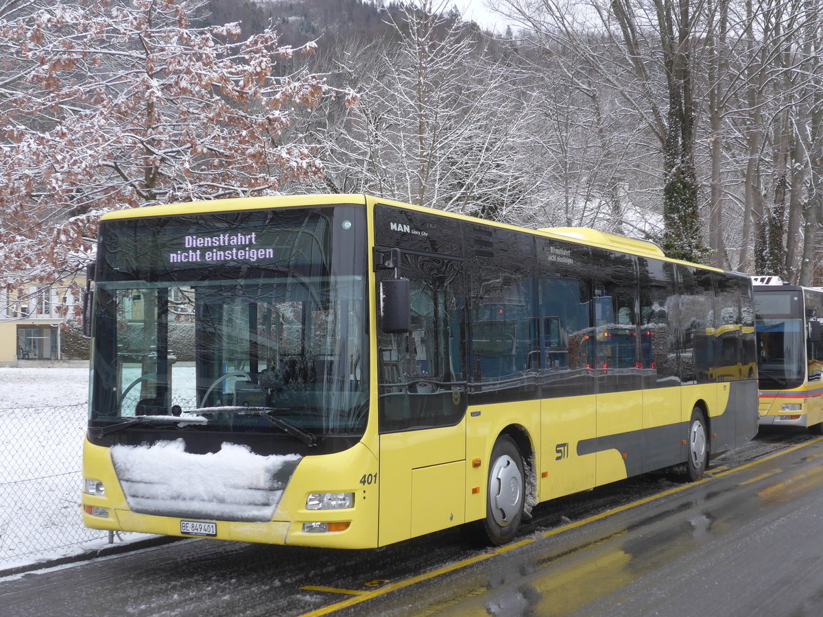 (188'450) - STI Thun - Nr. 401/BE 849'401 - MAN am 12. Februar 2018 bei der Schiffl�ndte Thun