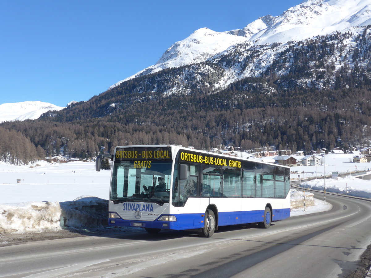 (188'535) - Corvatsch Power, Silvaplana - GR 152'188 - Mercedes (ex VZO Gr�ningen Nr. 16) am 13. Februar 2018 in Silvaplana, Kreisel Mitte