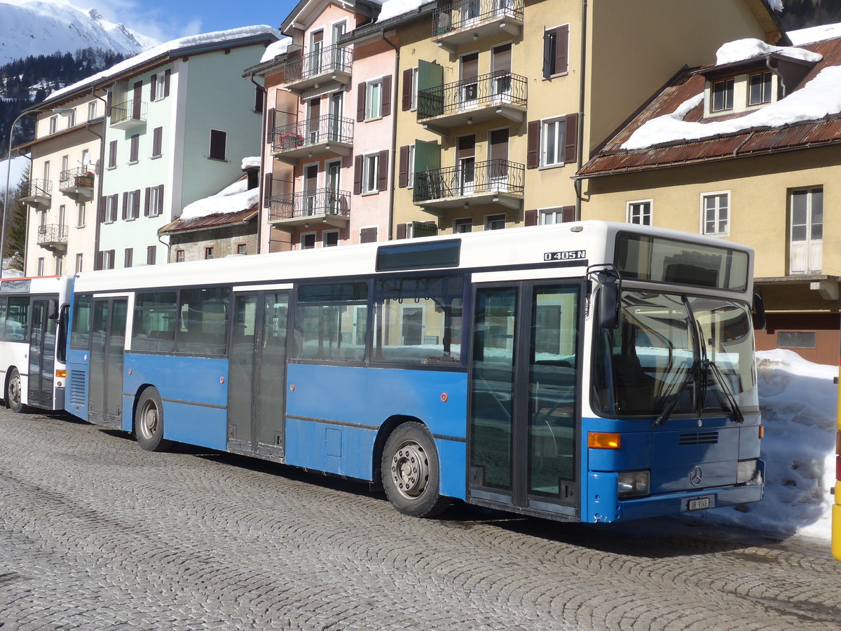 (188'599) - Meyer, G�schenen - UR 9345 - Mercedes (ex VBL Luzern Nr. 555; ex Gowa, Luzern Nr. 55) am 14. Februar 2018 beim Bahnhof Airolo