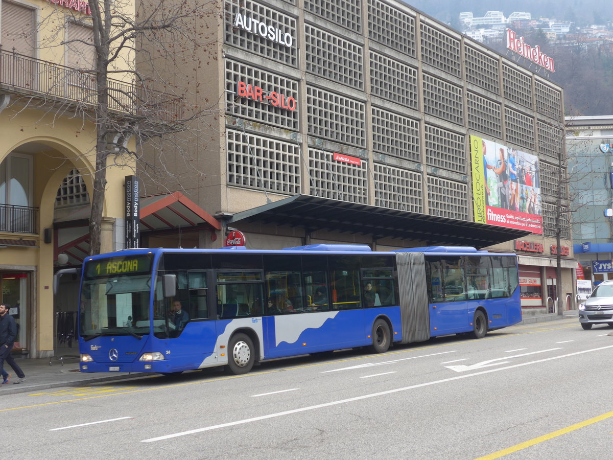 (188'832) - FART Locarno - Nr. 34/TI 318'334 - Mercedes (ex VZO Gr�ningen Nr. 22) am 17. Februar 2018 beim Bahnhof Locarno