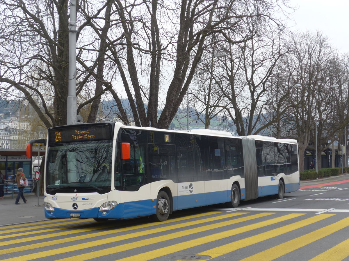 (189'388) - VBL Luzern - Nr. 187/LU 15'020 - Mercedes am 17. M�rz 2018 beim Bahnhof Luzern