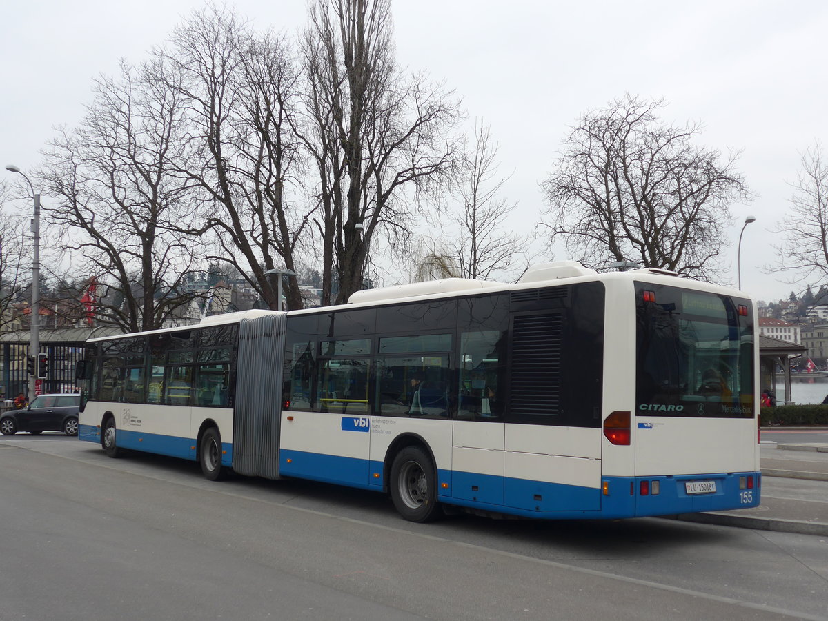 (189'421) - VBL Luzern - Nr. 155/LU 15'018 - Mercedes am 17. M�rz 2018 beim Bahnhof Luzern