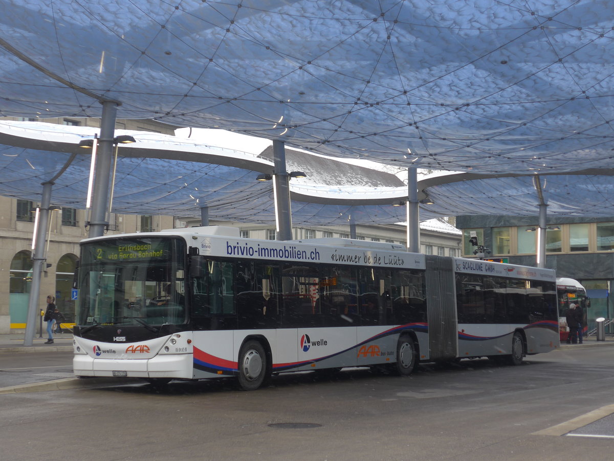 (189'472) - AAR bus+bahn, Aarau - Nr. 174/AG 374'174 - Scania/Hess am 19. M�rz 2018 beim Bahnhof Aarau