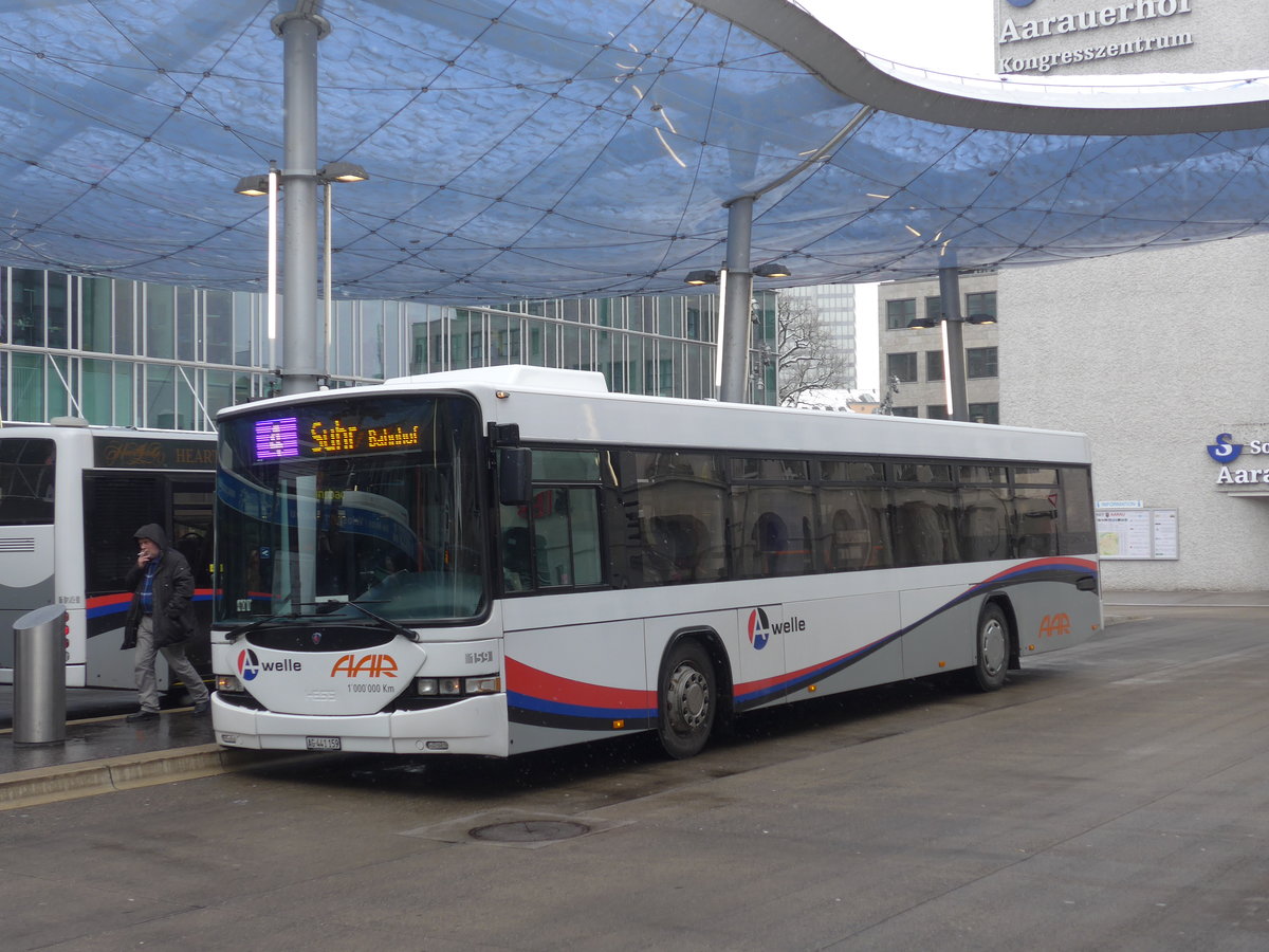 (189'473) - AAR bus+bahn, Aarau - Nr. 159/AG 441'159 - Scania/Hess am 19. M�rz 2018 beim Bahnhof Aarau