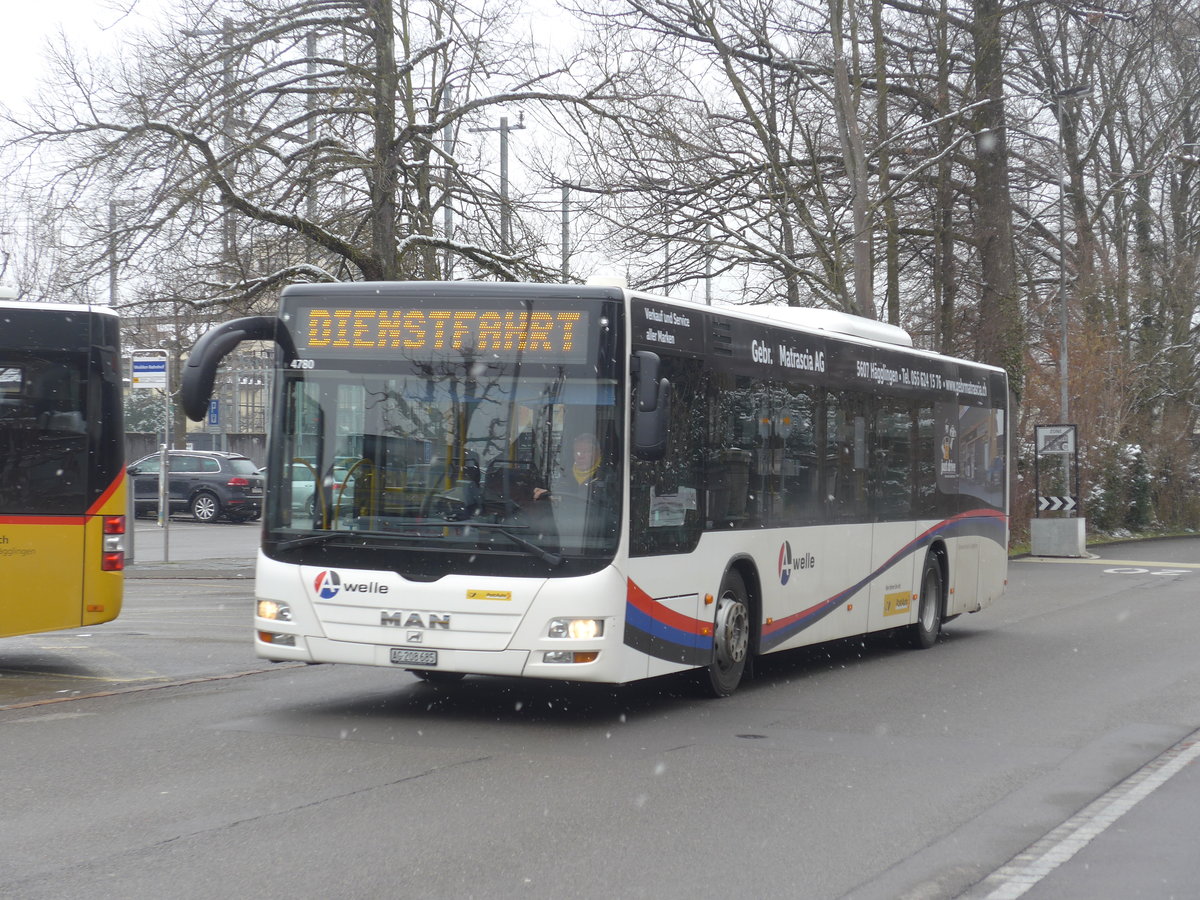 (189'514) - Geissmann, H�gglingen - AG 208'685 - MAN am 19. M�rz 2018 beim Bahnhof Wohlen