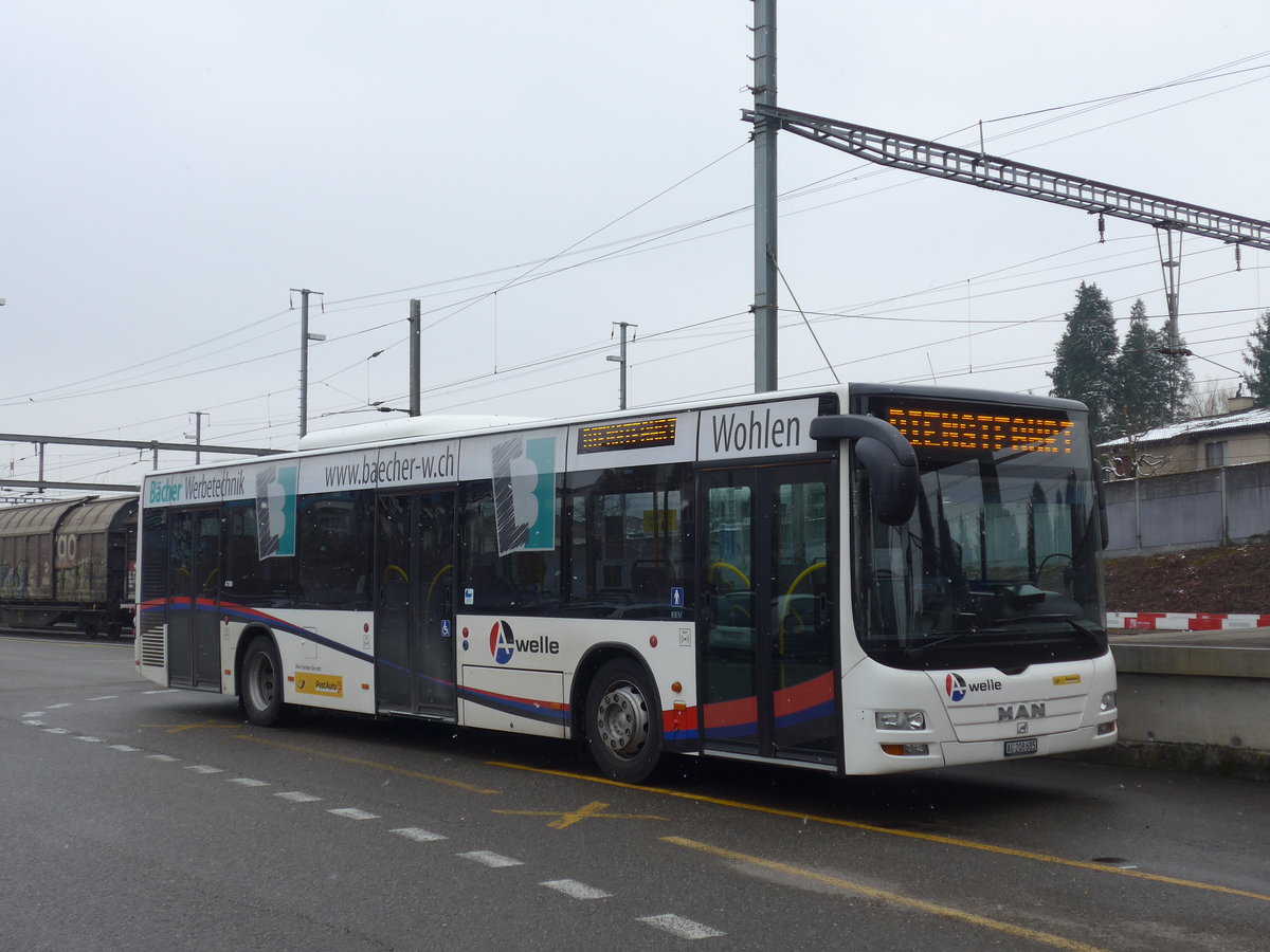 (189'518) - Geissmann, H�gglingen - AG 208'685 - MAN am 19. M�rz 2018 beim Bahnhof Wohlen
