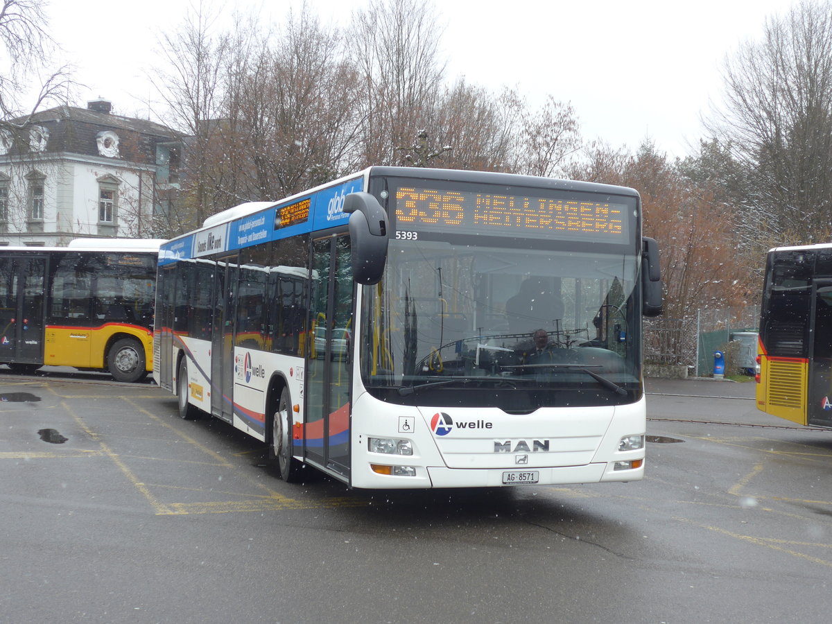 (189'522) - Geissmann, H�gglingen - AG 8571 - MAN am 19. M�rz 2018 beim Bahnhof Wohlen