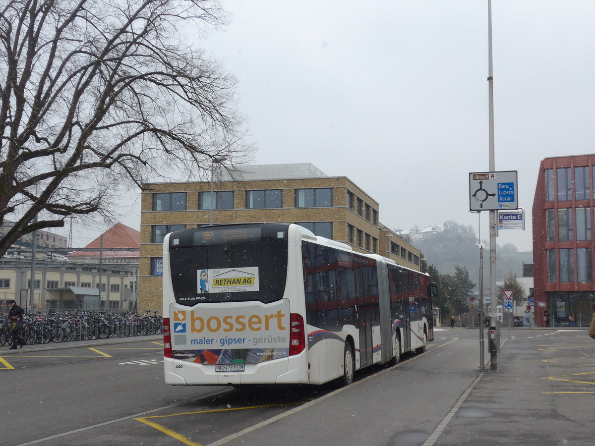 (189'544) - Knecht, Windisch - Nr. 440/AG 478'913 - Mercedes am 19. M�rz 2018 beim Bahnhof Lenzburg