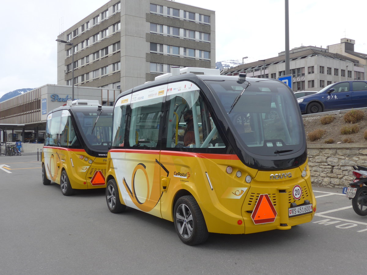 (189'767) - PostAuto Wallis - VS 451'600 - Navya am 30. M�rz 2018 beim Bahnhof Sion