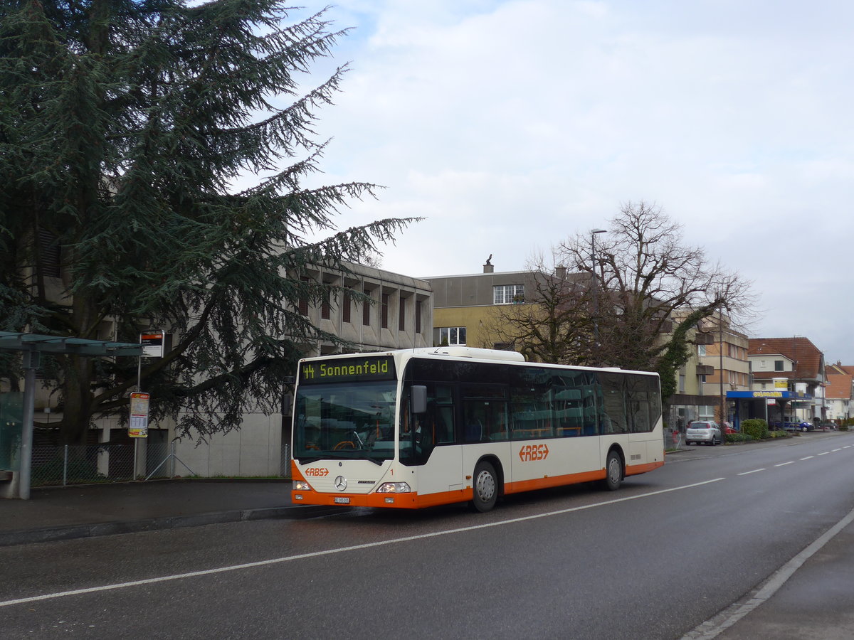 (189'790) - RBS Worblaufen - Nr. 1/BE 365'301 - Mercedes am 1. April 2018 beim Bahnhof G�mligen