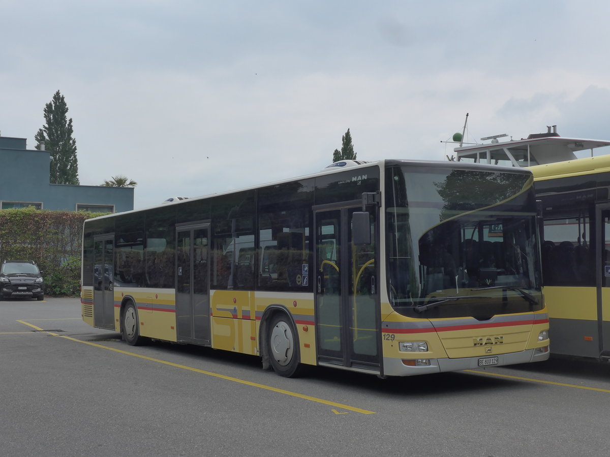 (192'313) - STI Thun - Nr. 129/BE 800'129 - MAN am 4. Mai 2018 bei der Schiffl�ndte Thun