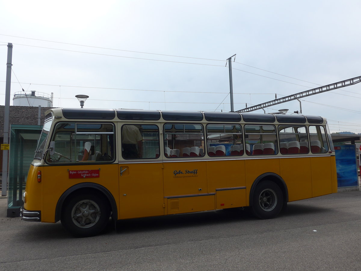 (193'668) - Streiff, Gelterkinden - AG 306'557 - Saurer/Gangloff (ex Oldie-Tours Z�risee, Wollerau; ex OTAG, Wald; ex Leibundgut, Obergoldbach; ex Krebs, Belpberg) am 3. Juni 2018 beim Bahnhof Emmenmatt