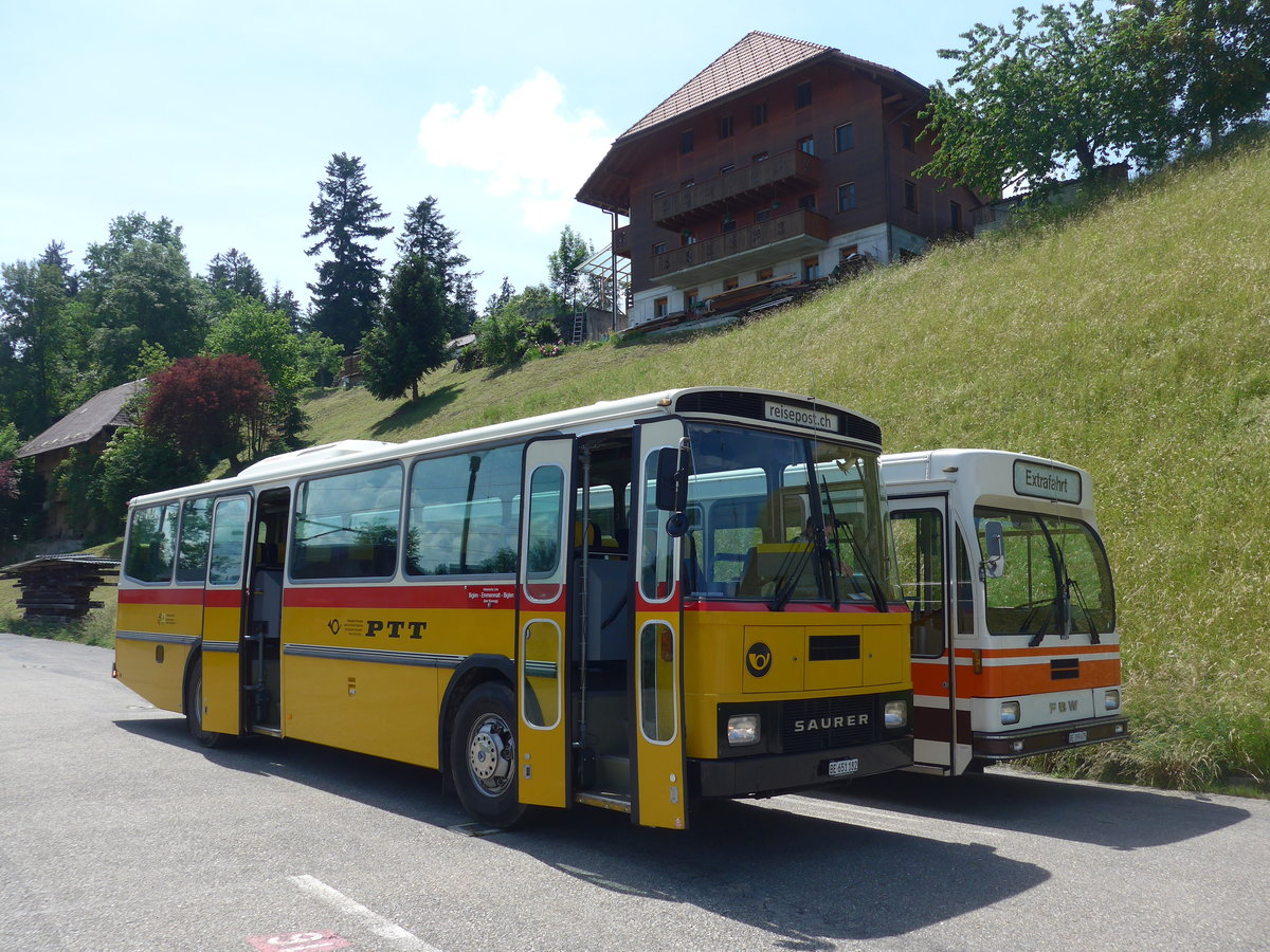 (193'711) - Bernair, M�nsingen - BE 651'182 - Saurer/T�scher (ex Schebath, Lauerz; ex Albin, F�llanden; ex Heim, Flums) am 3. Juni 2018 beim Bahnhof Emmenmatt