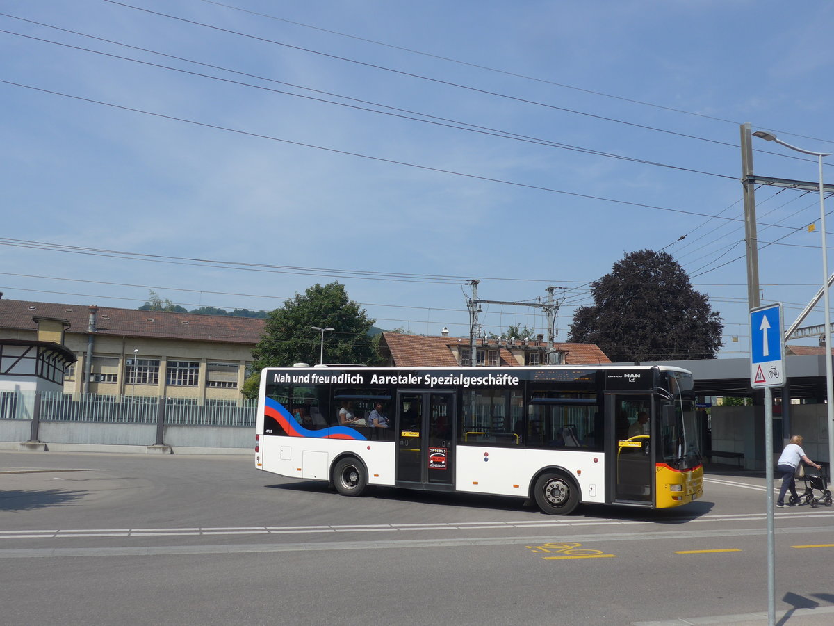 (194'505) - Lengacher, Wichtrach - Nr. 6/BE 382'422 - MAN/G�ppel am 2. Juli 2018 beim Bahnhof M�nsingen
