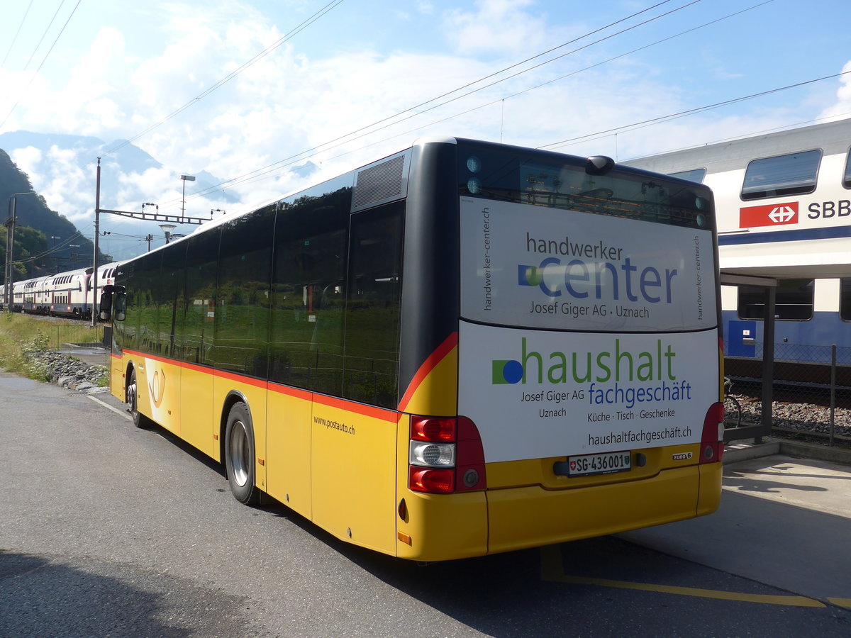 (194'527) - PostAuto Ostschweiz - SG 436'001 - MAN am 7. Juli 2018 beim Bahnhof Ziegelbr�cke