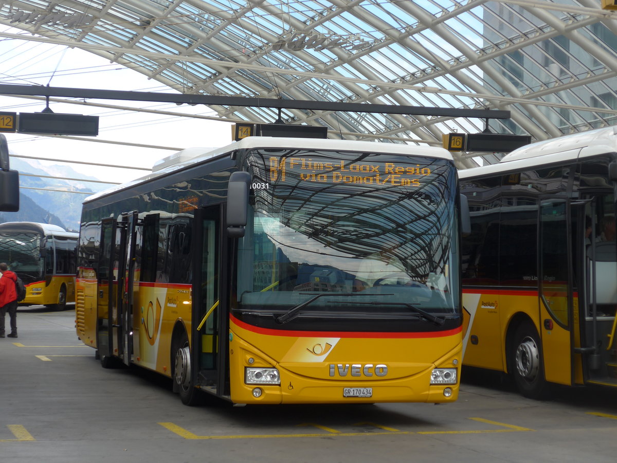 (194'791) - PostAuto Graub�nden - GR 170'434 - Iveco am 15. Juli 2018 in Chur, Postautostation