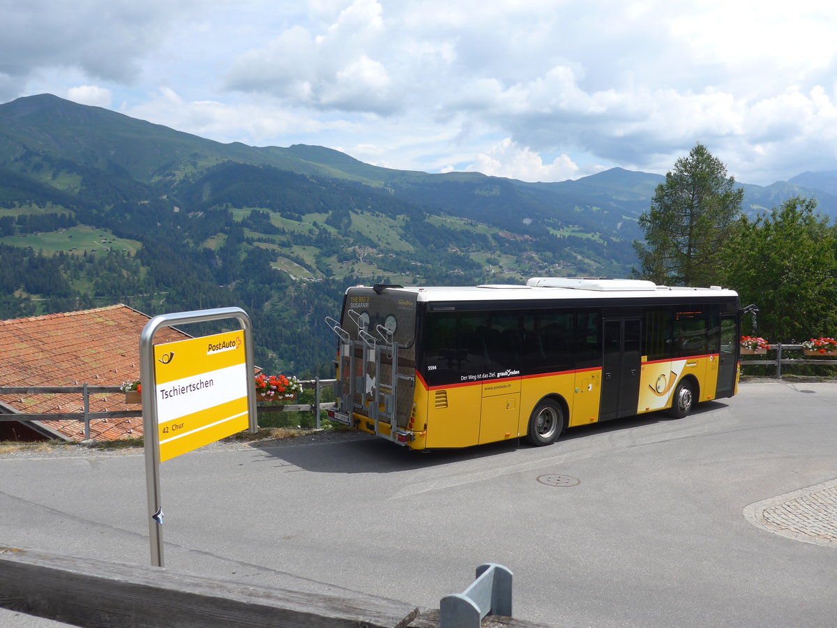 (194'836) - PostAuto Graub�nden - GR 168'876 - Irisbus am 15. Juli 2018 in Tschiertschen, Kehrplatz