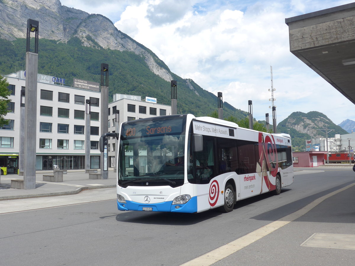 (194'849) - RTB Altst�tten - Nr. 41/SG 335'059 - Mercedes am 15. Juli 2018 beim Bahnhof Sargans