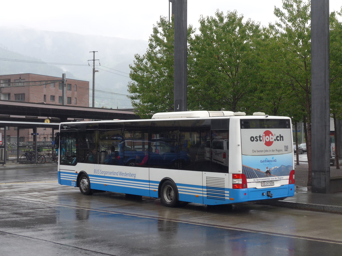 (196'258) - BSW Sargans - Nr. 322/SG 297'509 - MAN/G�ppel am 1. September 2018 beim Bahnhof Sargans