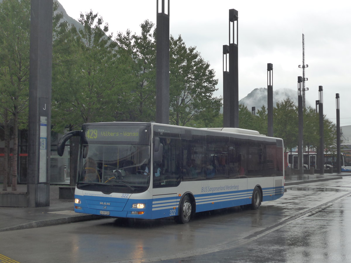 (196'259) - BSW Sargans - Nr. 322/SG 297'509 - MAN/G�ppel am 1. September 2018 beim Bahnhof Sargans