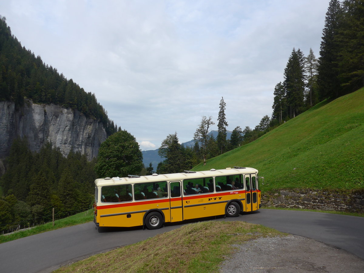 (197'765) - Schmid, Th�rishaus - BE 26'206 - Saurer/T�scher (ex P 24'244) am 16. September 2018 in Meiringen, Scheideggstrasse