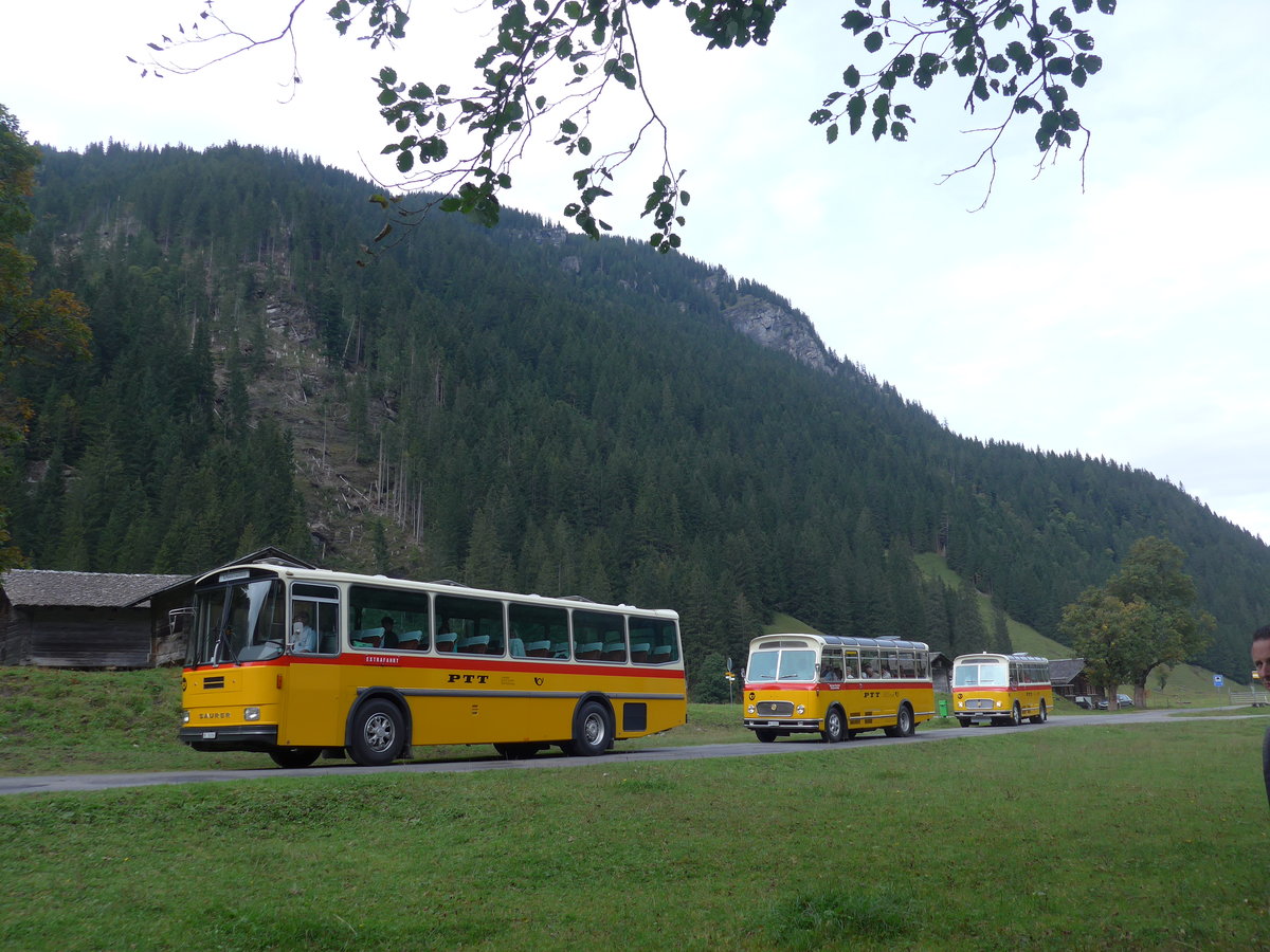 (197'788) - Schmid, Th�rishaus - BE 26'206 - Saurer/T�scher (ex P 24'244) + M�ller, Ennetmoos - NW 23'167 - FBW/Gangloff (ex Rentsch, Gunten; ex P 23'203; ex P 21'003) + Frutig, Birmensdorf - ZH 560'883 - FBW/FHS (ex P 23'217) in Gschwandtenmaad