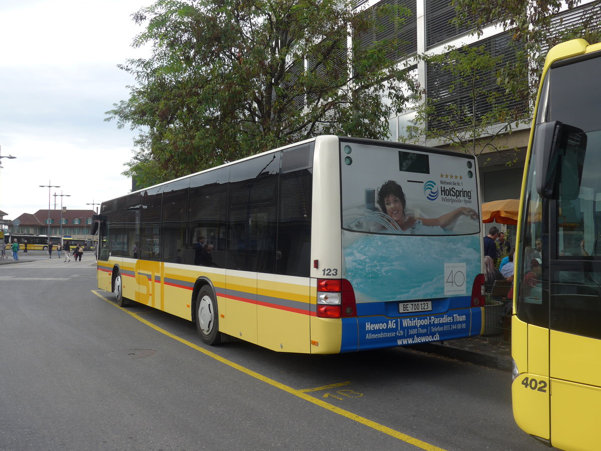 (197'908) - STI Thun - Nr. 123/BE 700'123 - MAN am 22. September 2018 bei der Schiffl�ndte Thun
