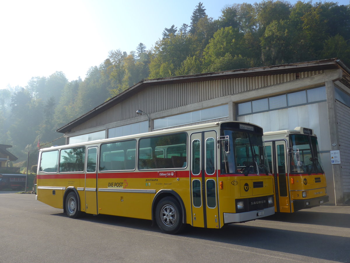 (197'993) - Oldtimer Club Saurer, Arbon - TG 95'083 - Saurer/T�scher (ex Schwizer, Goldach Nr. 2) am 30. September 2018 in Willisau, Altes Zeughaus