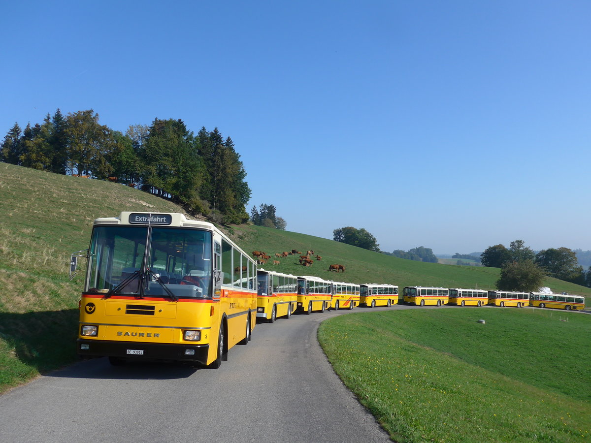 (197'999) - Kolb, Grasswil - Nr. 3/BE 93'915 - Saurer/R&J (ex Schmocker, Stechelberg Nr. 3; ex Nr. 1; ex Gertsch, Stechelberg Nr. 1) am 30. September 2018 in Hofstatt, Ober Fl�hlen