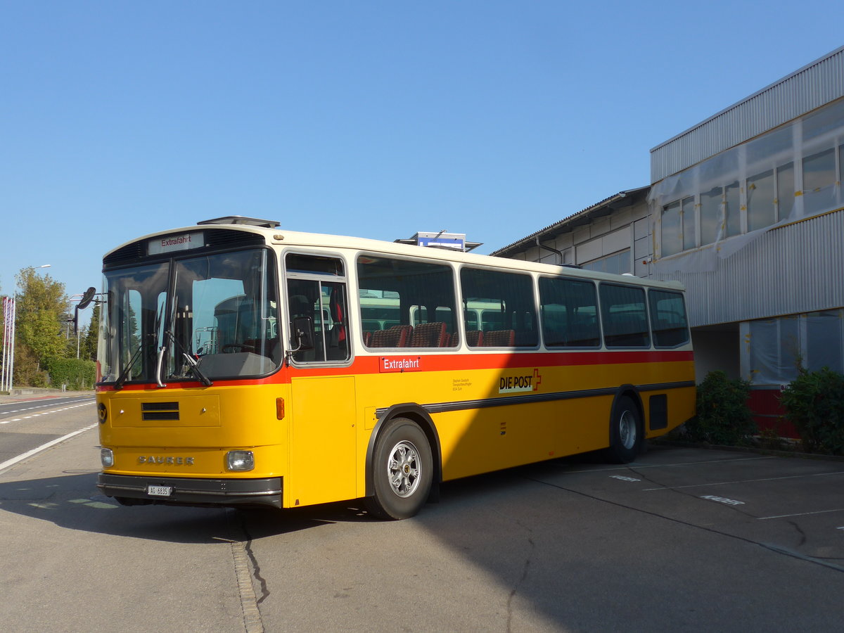 (198'017) - Gautschi, Suhr - AG 6835 - Saurer/T�scher (ex L�tscher, Neuheim Nr. 200; ex Cartek, Regensdorf; ex P 25'822) am 30. September 2018 in Bellach, Hess