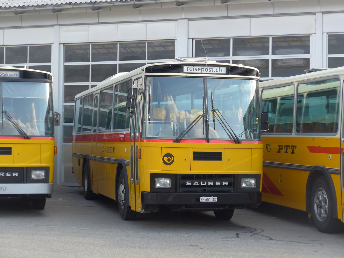 (198'029) - Bernair, M�nsingen - BE 651'182 - Saurer/T�scher (ex Schebath, Lauerz; ex Albin, F�llanden; ex Heim, Flums) am 30. September 2018 in Bellach, Hess