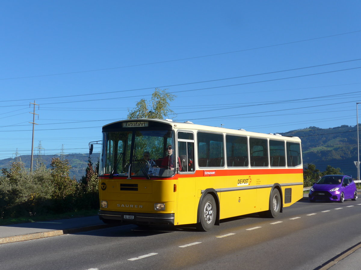 (198'148) - Schmid, Glarus - GL 4012 - Saurer/T�scher (ex Mosimann, Aesch; ex Erne, Full; ex P 24'257) am 13. Oktober 2018 in Bilten, Sch�niserstrasse