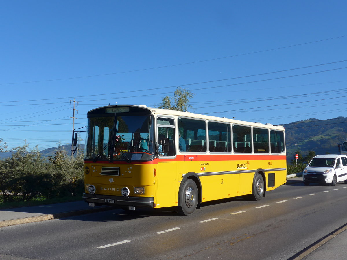 (198'169) - F�ssler, Unteriberg - Nr. 6/SZ 5232 - Saurer/R&J (ex Sch�rch, Gutenburg Nr. 6; ex P 24'358) am 13. Oktober 2018 in Bilten, Sch�niserstrasse