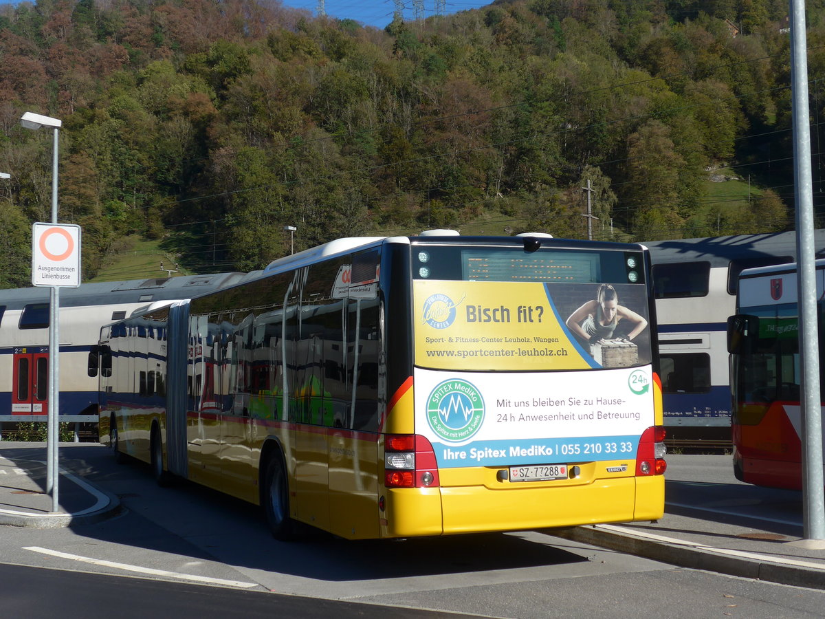 (198'229) - Kistler, Reichenburg - SZ 77'288 - MAN am 13. Oktober 2018 beim Bahnhof Ziegelbr�cke