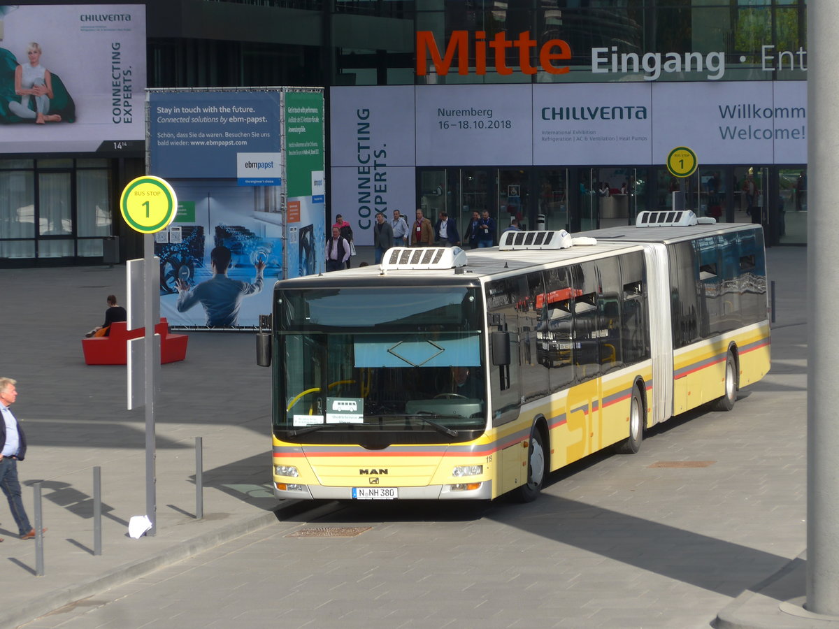 (198'335) - Bruckdorfer, N�rnberg - Nr. 119/N-NH 380 - MAN (ex STI Thun/CH Nr. 119) am 16. Oktober 2018 in N�rnberg, Messe