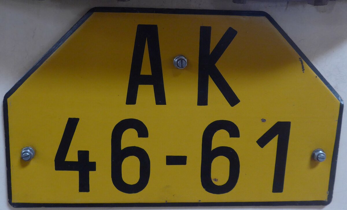 (198'850) - Aus der Tschechoslowakei: Nummernschild - AK 46-61 - am 20. Oktober 2018 in Praha, �PNV-Museum